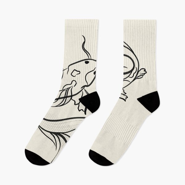 Item preview, Koi Fish Line Art Duo in Black and White designed and sold by BuckaBaby.