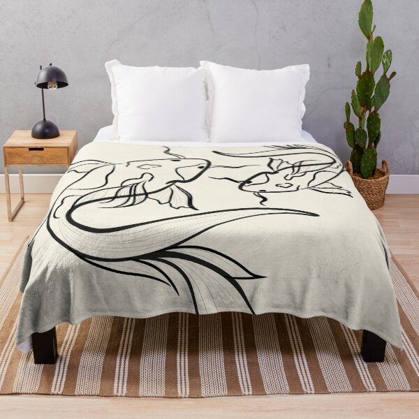 Item preview, Koi Fish Line Art Duo in Black and White designed and sold by BuckaBaby.