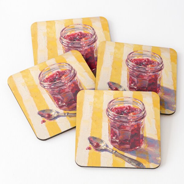 Item preview, Raspberry Jam Jar Oil Painting Print designed and sold by BeataPrint.