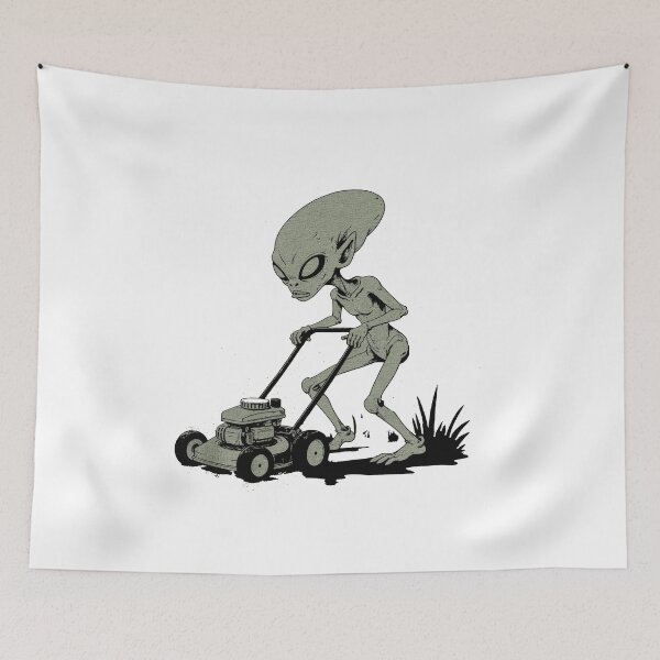 Item preview, Funny Alien Mowing Lawn  | Sci-Fi UFO Retro Yard Work  designed and sold by Gbriel3.