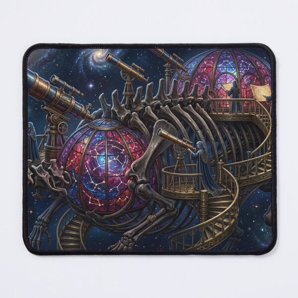 Item preview, Skeletal Observatory — Astronomers on a Cosmic Bone Structure | Dark Fantasy Space Art designed and sold by RoyArt0.