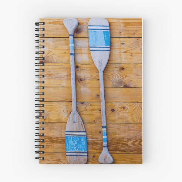 Item preview, Rustic Wooden Oars With Blue Stripes Hanging on a Warm Pine Wall — Nautical Home Decor designed and sold by Nmallia.