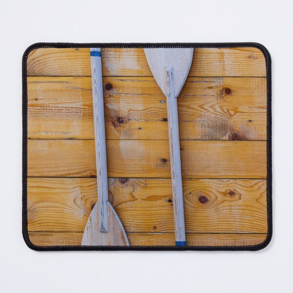 Item preview, Rustic Wooden Oars With Blue Stripes Hanging on a Warm Pine Wall — Nautical Home Decor designed and sold by Nmallia.