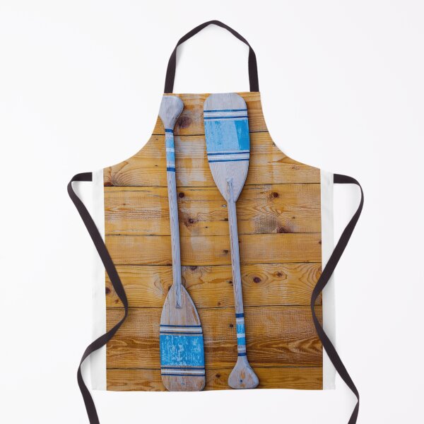 Item preview, Rustic Wooden Oars With Blue Stripes Hanging on a Warm Pine Wall — Nautical Home Decor designed and sold by Nmallia.