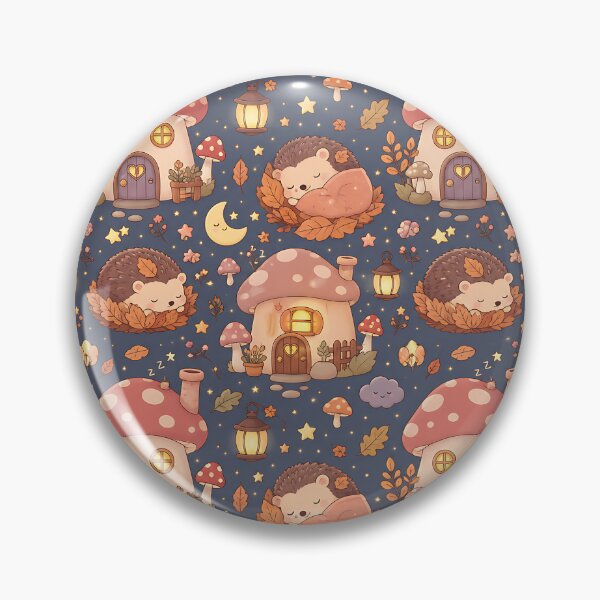 Item preview, Kawaii Pastel Autumn Mushroom Village Night Pattern designed and sold by Thai Vibe Studio.