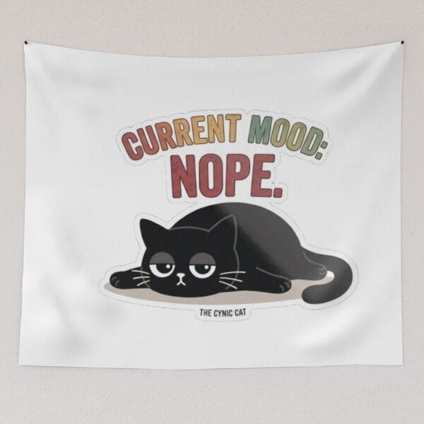 Item preview, Cynical Black Cat "CURRENT MOOD: NOPE." designed and sold by Gabzerinho.