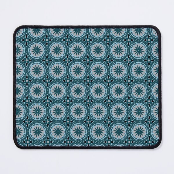 Item preview, Thai Mandala Circle Seamless Pattern Teal Blue Traditional Thai Floral Medallion Fabric Design designed and sold by KOPatternCo.