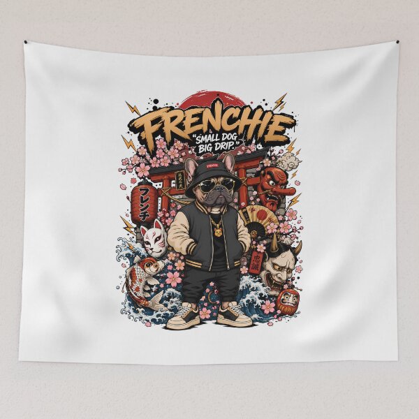 Item preview, French Bulldog Streetwear Japanese Hip Hop Poster Design designed and sold by Tong4130.