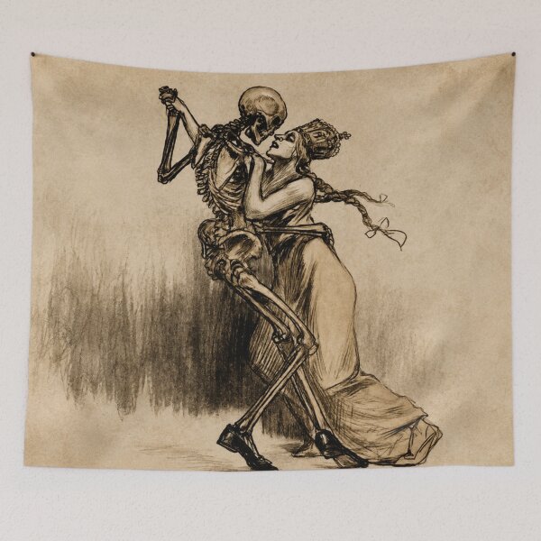 Aperçu de l'œuvre Décoration murale gothique – Affiche vintage Danse Macabre avec squelettes pour les amateurs de Dark Academia créée et vendue par RickE.