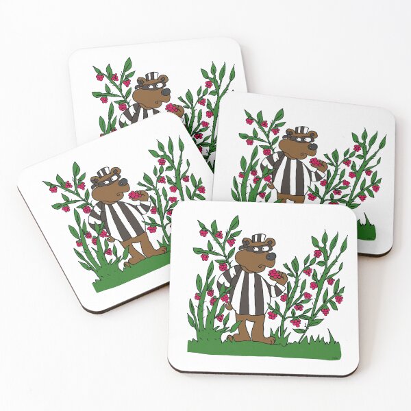 Item preview, Caught Red-Handed Bear Sticker | Berry Bandit Meme Cartoon & Funny Woodland Decal designed and sold by MyxaART.