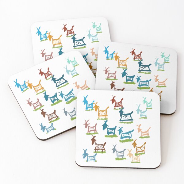 Item preview, Colorful Goats Pattern – Folk Art Animal Illustration designed and sold by La Galleria della Mente.