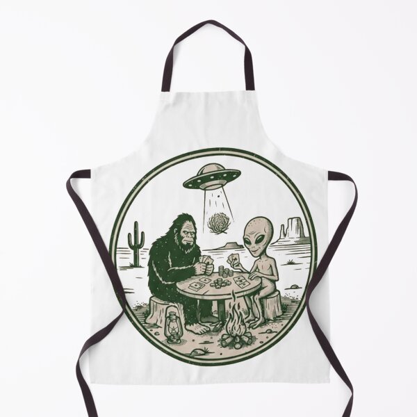 Item preview, Bigfoot & Alien Playing Poker Under a UFO – Retro Desert Campfire Cryptid designed and sold by Gbriel3.