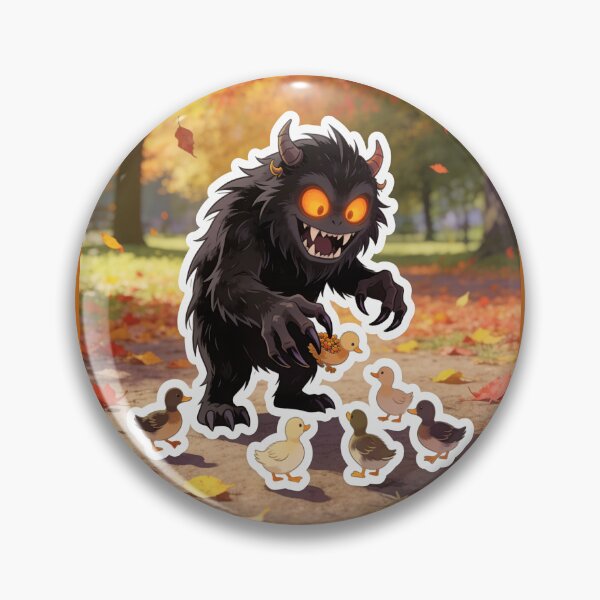 Item preview, Cute Black Monster Playing with Ducklings Halloween Cartoon designed and sold by OksArtStudio.