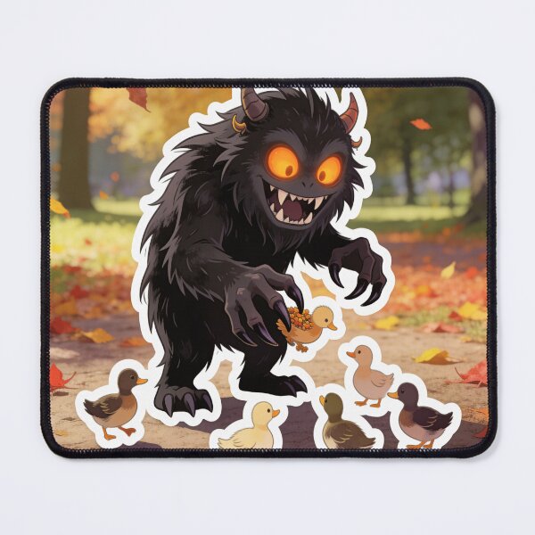 Item preview, Cute Black Monster Playing with Ducklings Halloween Cartoon designed and sold by OksArtStudio.