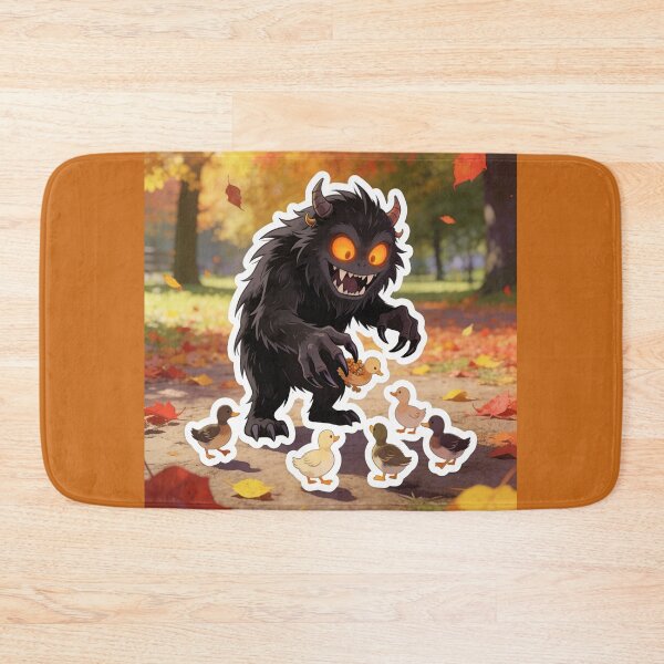 Item preview, Cute Black Monster Playing with Ducklings Halloween Cartoon designed and sold by OksArtStudio.