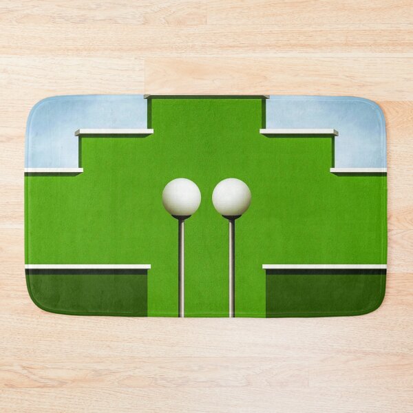Item preview, two street lamps against a geometric urban green wall designed and sold by mister-john.