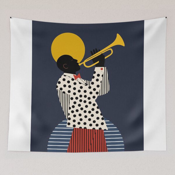 Item preview, Minimalist Trumpet Player Wall Art | Modern Jazz Music Print | Mid-Century Musician Poster designed and sold by Studio pod Burom.