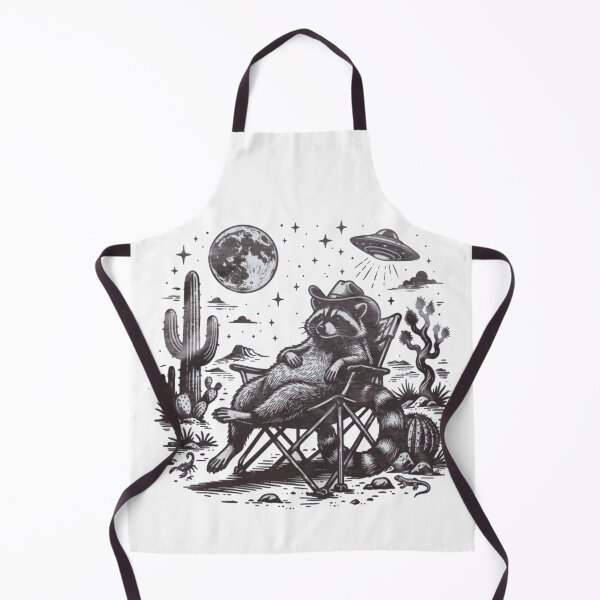 Item preview, Retro Cowboy Raccoon Relaxing Under UFO – Funny Desert Night designed and sold by Gbriel3.