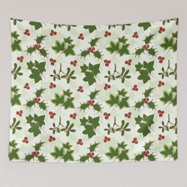 Item preview, Christmas floral line art Holly, berries, ivy, mistletoe  designed and sold by OhNoNotAgain42.