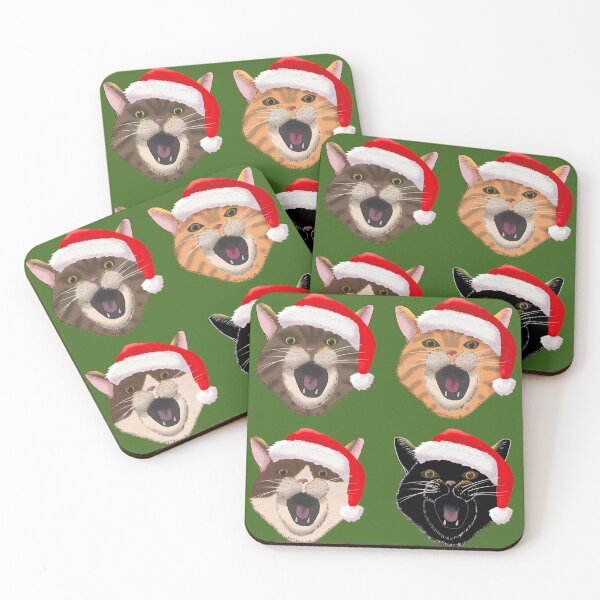 Item preview, Christmas caroling cats in Santa hats designed and sold by OhNoNotAgain42.