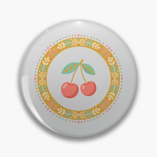 Item preview, Cherry Folk Art Decorative Circle Badge Design designed and sold by hattie's.