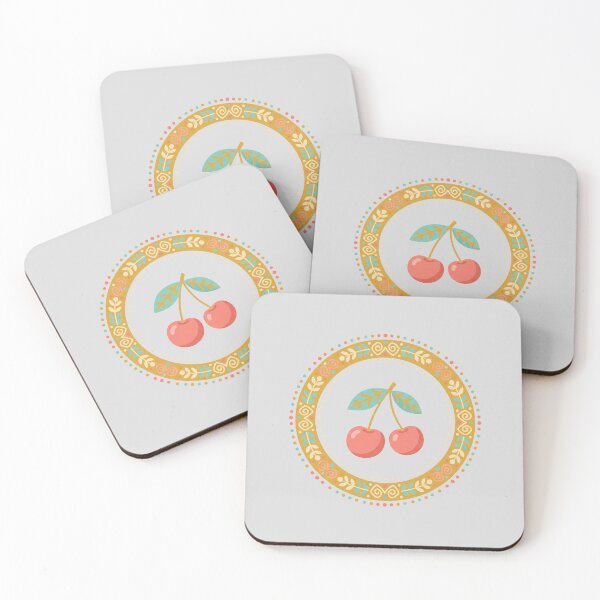 Item preview, Cherry Folk Art Decorative Circle Badge Design designed and sold by hattie's.