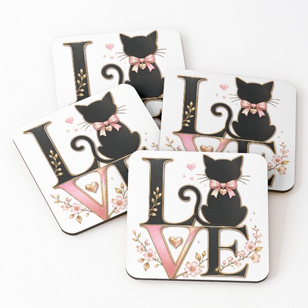 Item preview, Cute Black Cat Love Typography – Elegant Romantic Die-Cut Sticker designed and sold by Arts121.