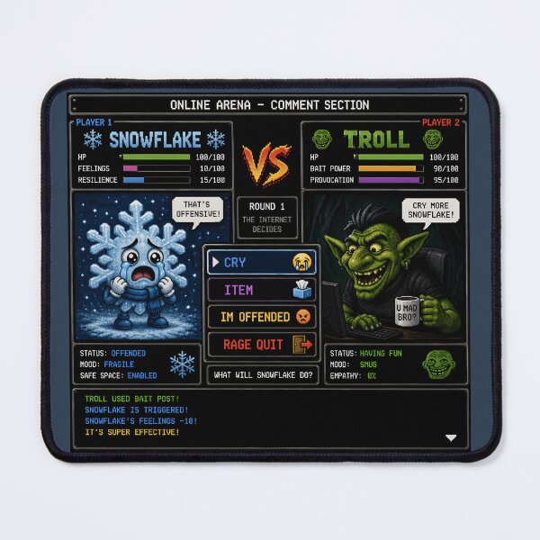 Item preview, Snowflake vs Troll Retro RPG Internet Battle Design designed and sold by Hornace88studio.