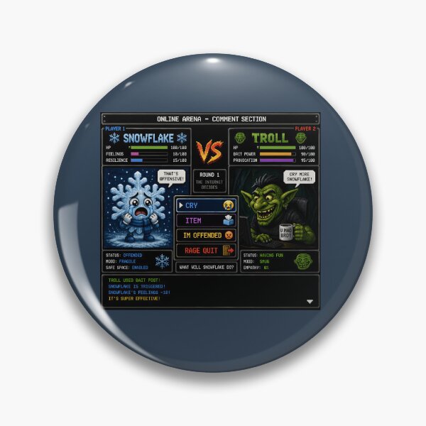 Item preview, Snowflake vs Troll Retro RPG Internet Battle Design designed and sold by Hornace88studio.