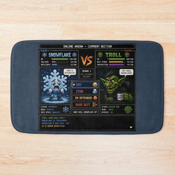 Item preview, Snowflake vs Troll Retro RPG Internet Battle Design designed and sold by Hornace88studio.