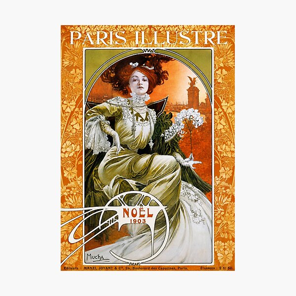 Item preview, Art Nouveau Wall Art – Vintage Paris Illustré Noël 1903 Print for Mucha Collectors designed and sold by RickE.
