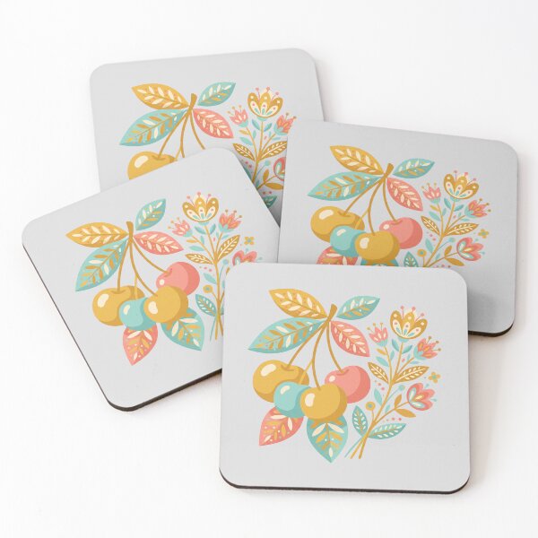 Item preview, Folk Art Cherries Floral Botanical Illustration designed and sold by hattie's.