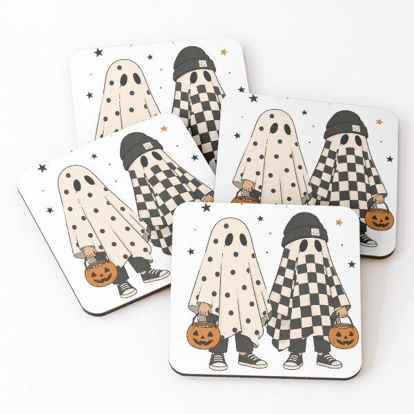 Item preview, Trendy Halloween Ghost Besties | Cute Checkered & Polka Dot Ghost Trick or Treaters designed and sold by BeataPrint.