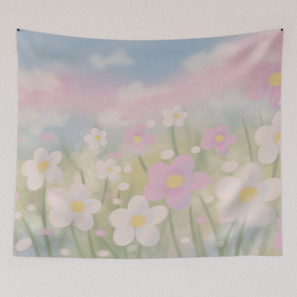 Item preview, Pastel Cosmos Flower Field Under Soft Sky designed and sold by BuckaBaby.