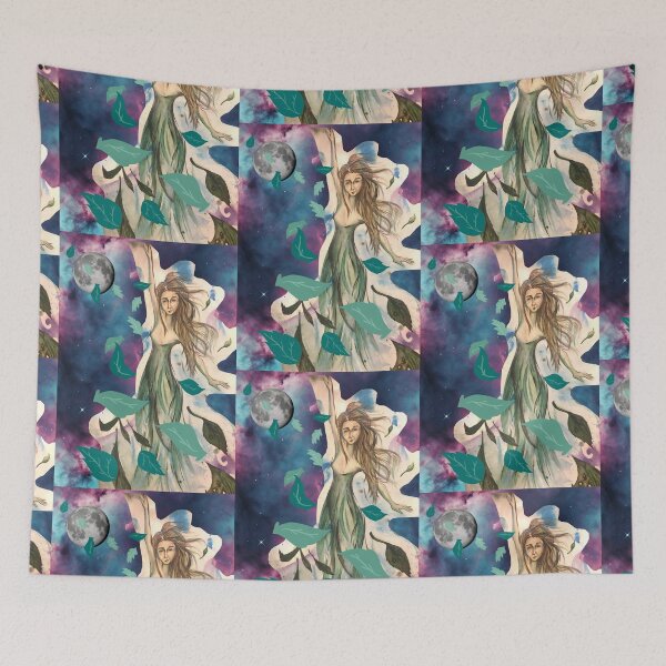 Item preview, Lunar Leafy Dance, digital collage with drawing designed and sold by GiSilver.