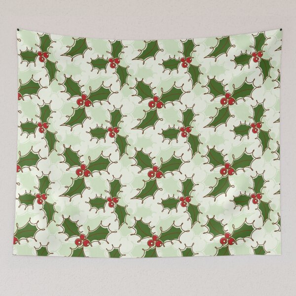 Item preview, Christmas floral line art Holly and berries designed and sold by OhNoNotAgain42.