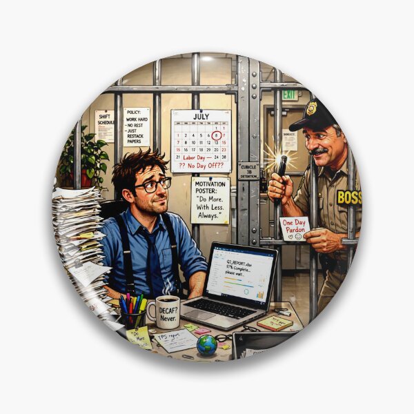 Item preview, Worker Locked up with Piles of Work designed and sold by Iron El Studios.