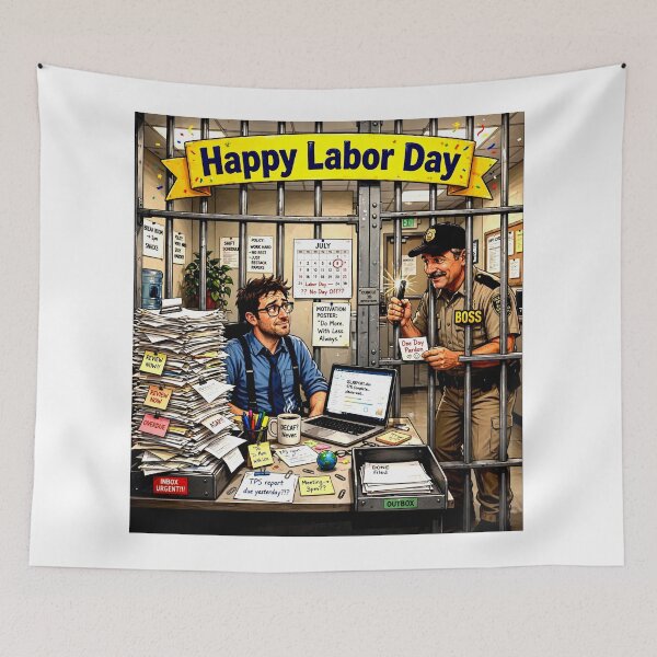 Item preview, Worker Locked up with Piles of Work designed and sold by Iron El Studios.