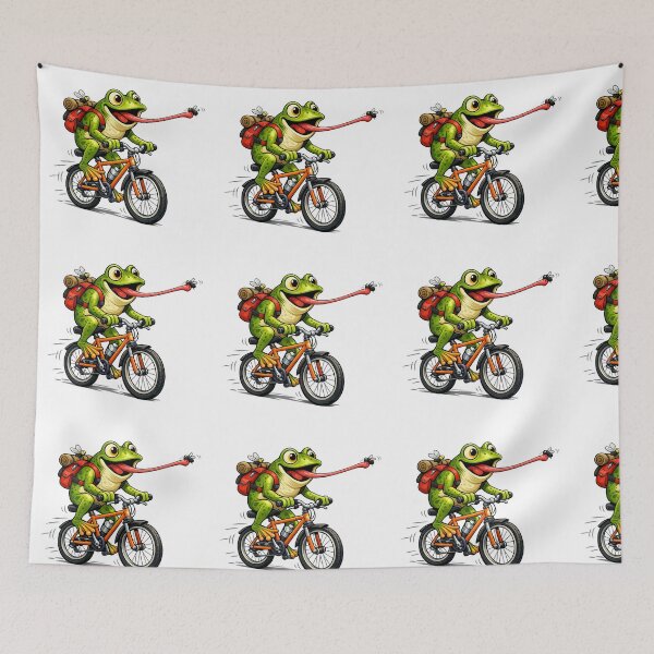 Item preview, Funny Frog Riding Bicycle Cartoon | Cute Cycling Frog Graphic | Frog Lover Gift designed and sold by CreativeNest Prints.