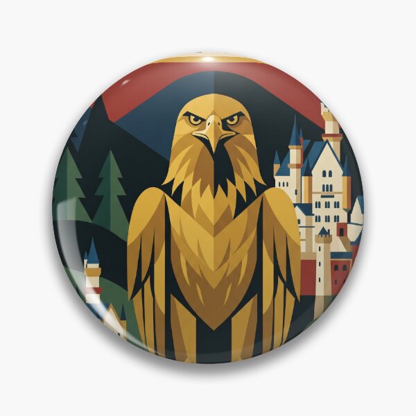 Item preview, GERMANY Vintage Travel Illustration - Geometric Eagle Standing in an Alpine Forest designed and sold by ZUMERI.