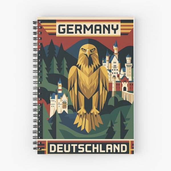 Item preview, GERMANY Vintage Travel Illustration - Geometric Eagle Standing in an Alpine Forest designed and sold by ZUMERI.