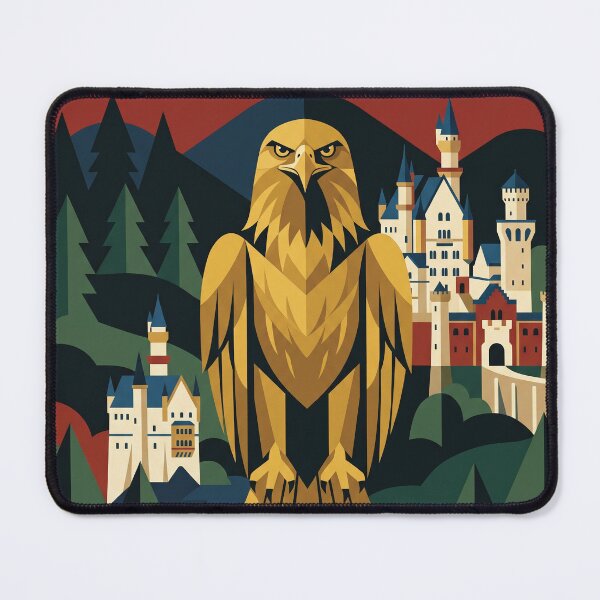 Item preview, GERMANY Vintage Travel Illustration - Geometric Eagle Standing in an Alpine Forest designed and sold by ZUMERI.