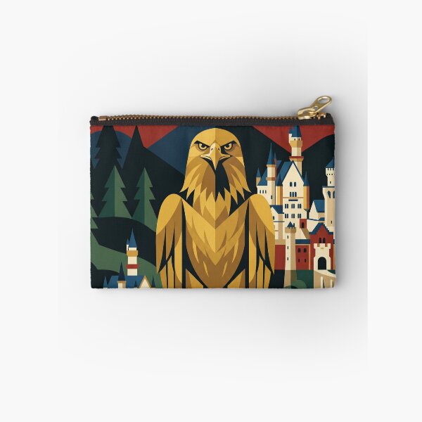 Item preview, GERMANY Vintage Travel Illustration - Geometric Eagle Standing in an Alpine Forest designed and sold by ZUMERI.