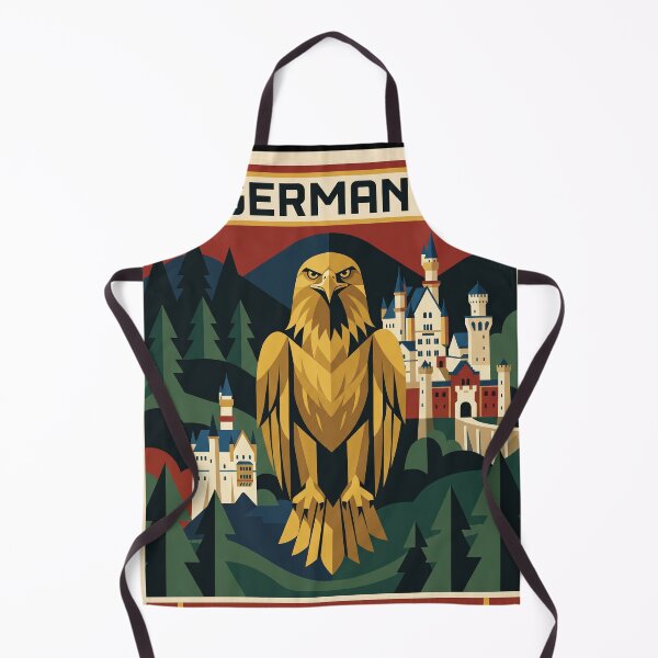 Item preview, GERMANY Vintage Travel Illustration - Geometric Eagle Standing in an Alpine Forest designed and sold by ZUMERI.