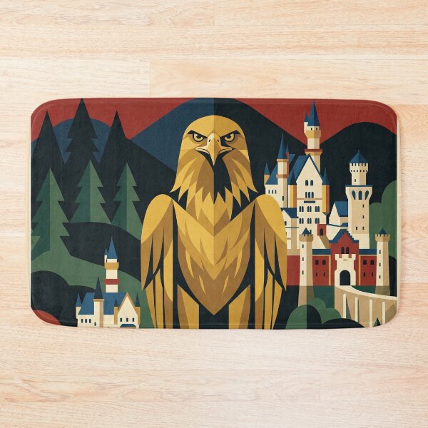 Item preview, GERMANY Vintage Travel Illustration - Geometric Eagle Standing in an Alpine Forest designed and sold by ZUMERI.