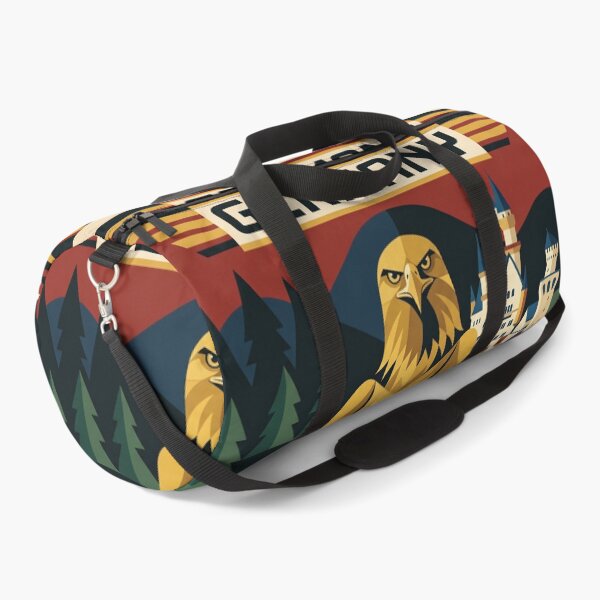 Item preview, GERMANY Vintage Travel Illustration - Geometric Eagle Standing in an Alpine Forest designed and sold by ZUMERI.