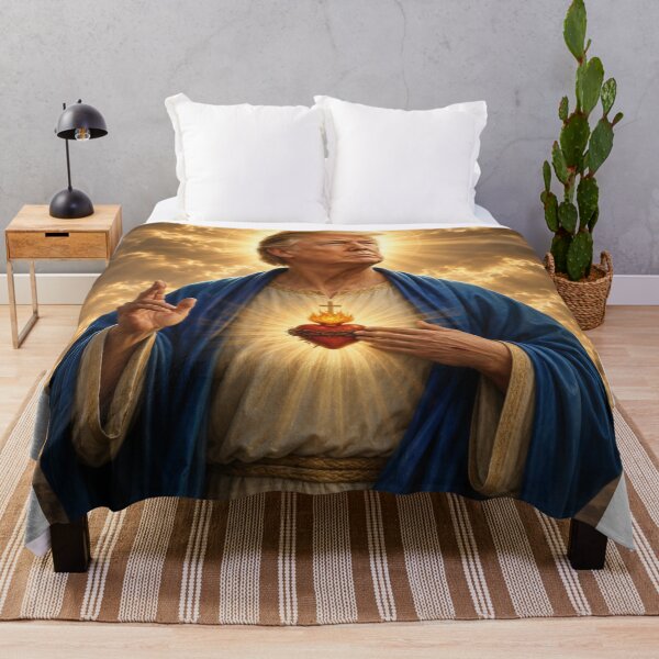 Item preview, TRUMP JESUS : Trump in Blue Robes with Sacred Heart SEO Title Trump with Sacred Heart – Symbolic Religious-Inspired Portrait Art designed and sold by Obinne.