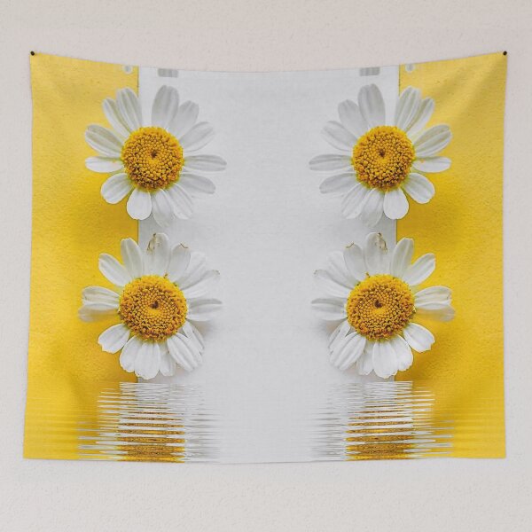 Item preview, fresh spring white daisy on yellow with ripples and reflection designed and sold by mister-john.