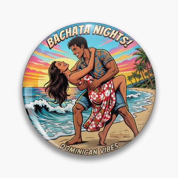 Item preview, Bachata Nights Dominican Vibes – Retro 1980s Pop Art Dance Couple, Vintage Tropical Beach Sunset Circle, Sensual Latin Dancers Graphic Sticker designed and sold by SmartPuns.