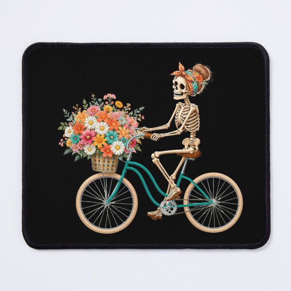 Item preview, Floral Skeleton Cyclist Halloween T-Shirt | Cute Skull Riding Vintage Bicycle with Flowers | Spooky Bike Lover Gift designed and sold by emiliacreations.